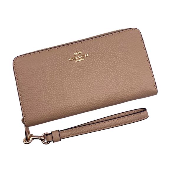 Coach Long Zip Around Wallet Taupe Leather C4451 - Picture 1 of 5